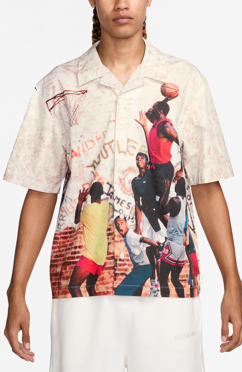 Jordan Air Jordan Cotton Camp Shirt, Main, color, 