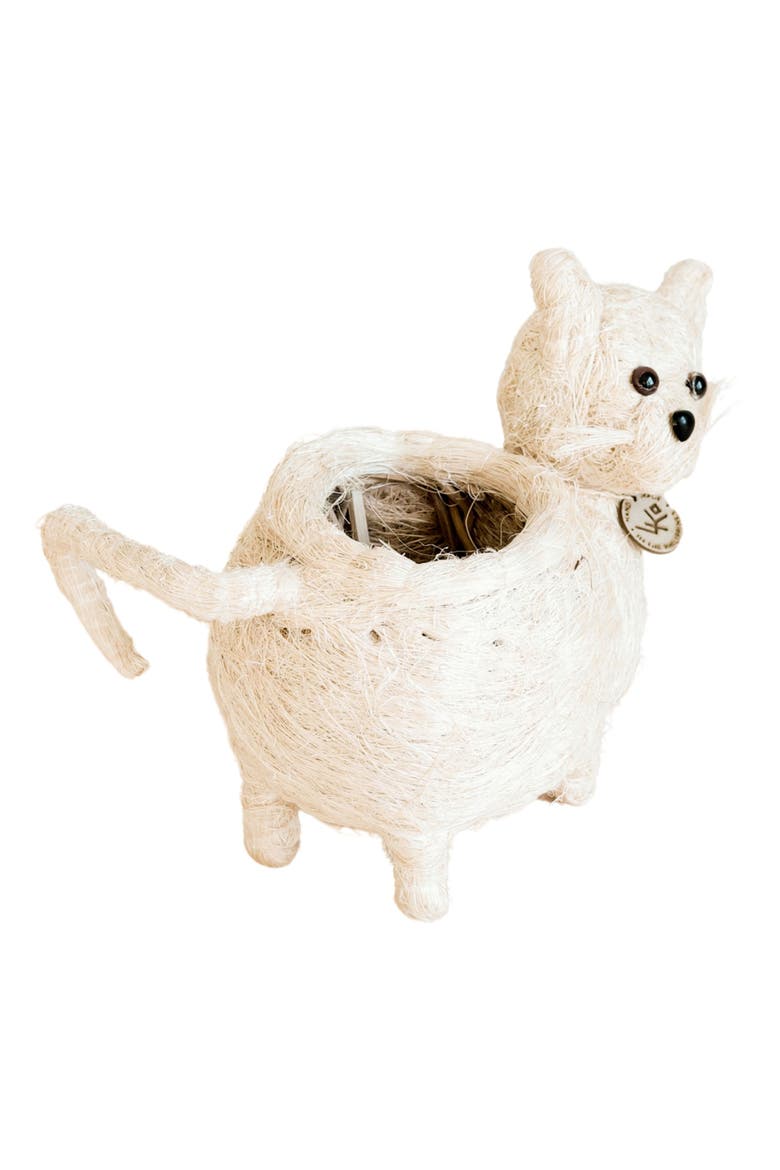 Baby Cat Handwoven Planter, Alternate, color, WHITE