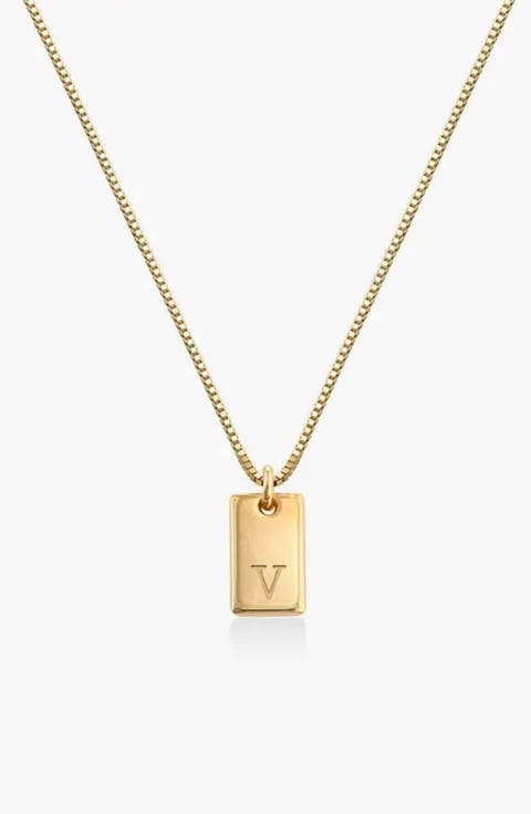 Willow Initial Tag Necklace - 18K Gold Plated Silver
