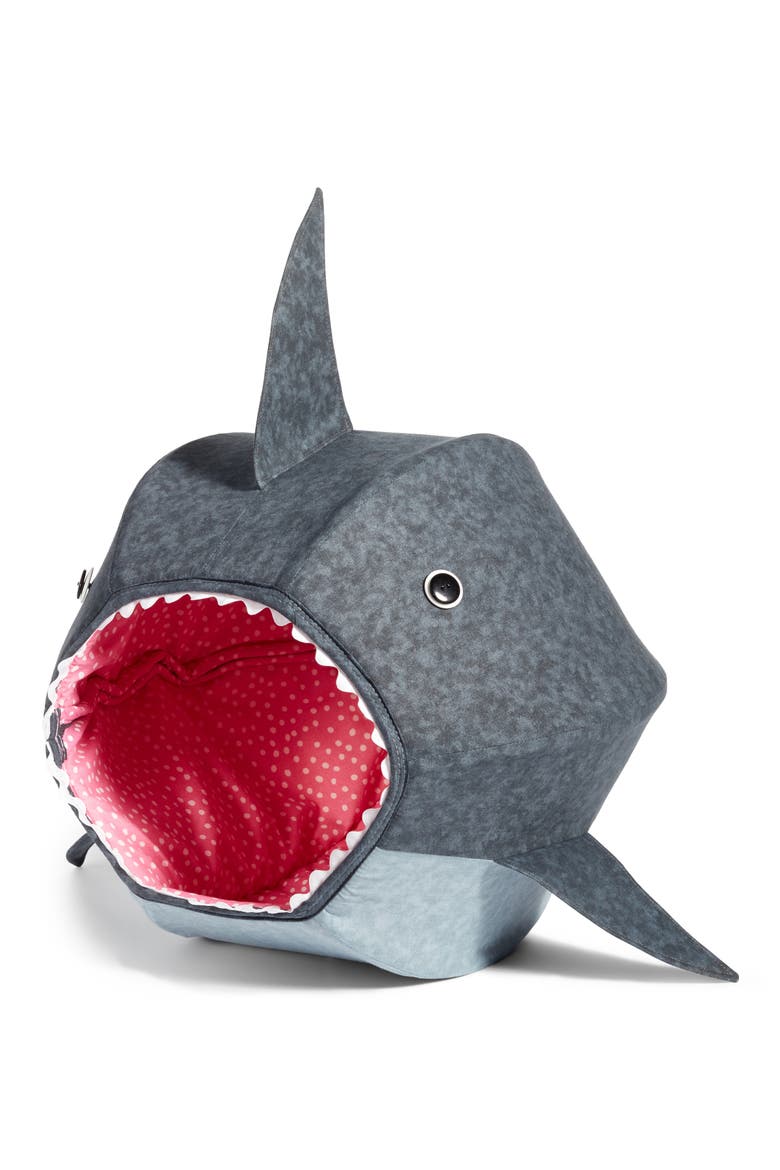 Great White Shark Cat Bed, Main, color, GREY