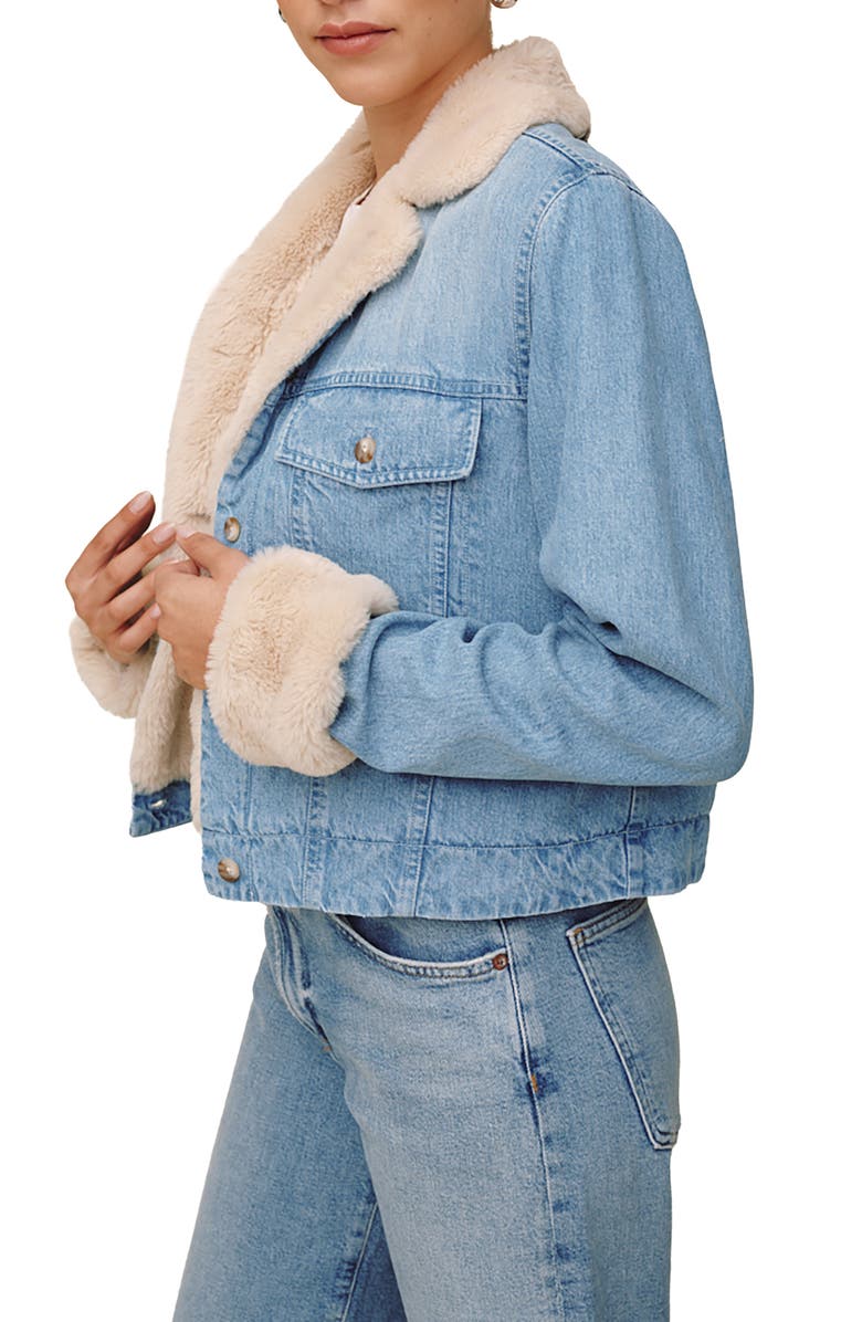 Bella Dahl Faux Shearling Lined Denim Jacket, Alternate, color,
