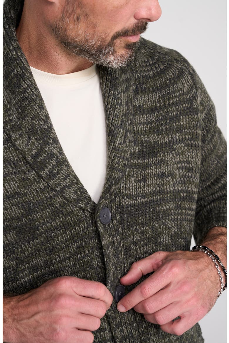 Marled Shawl Collar Cardigan, Alternate, color, GREY/ OLIVE
