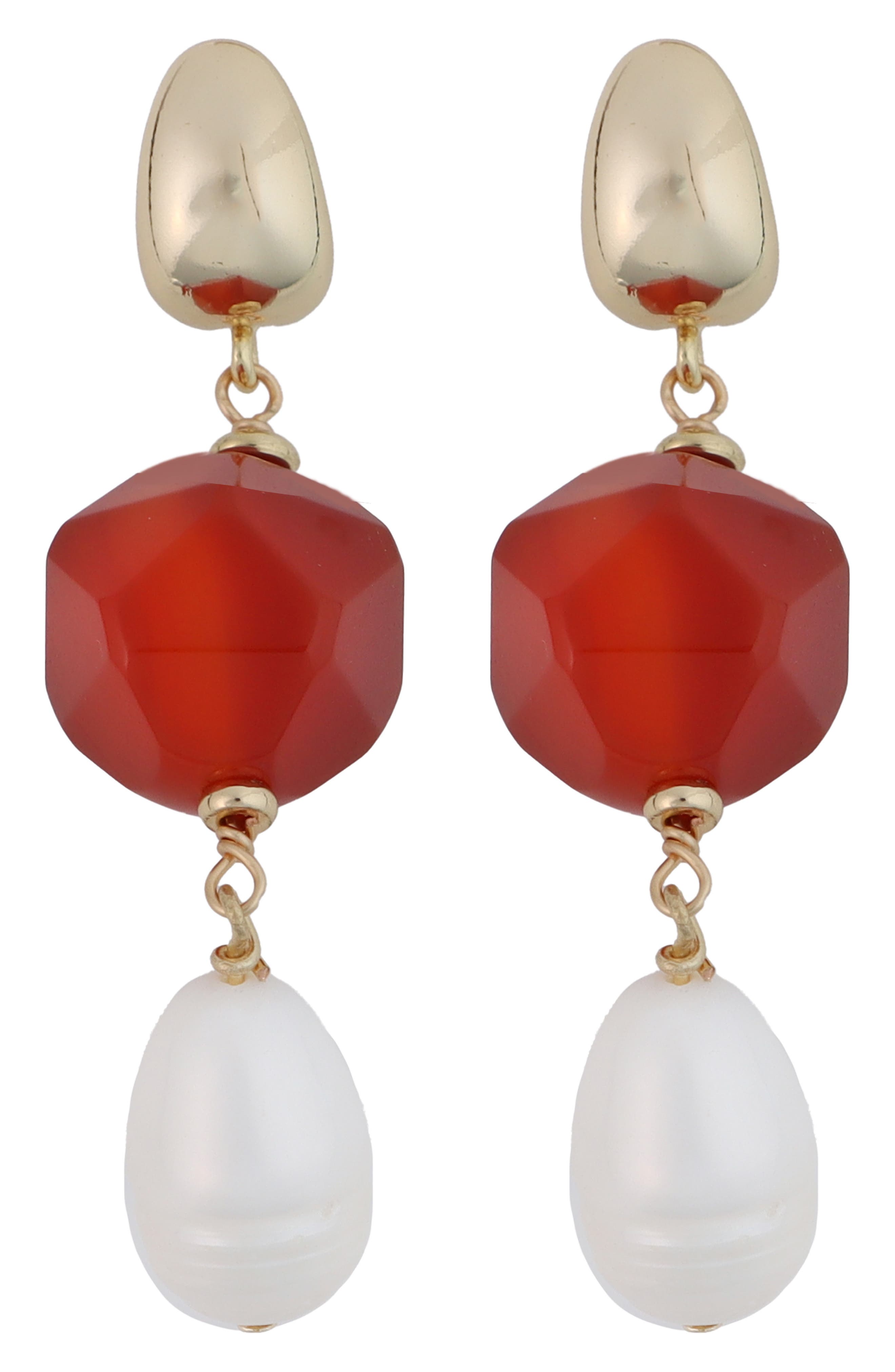 Stone & Freshwater Pearl Linear Drop Earrings