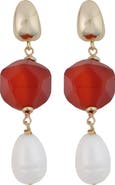 Panacea Stone & Freshwater Pearl Linear Drop Earrings