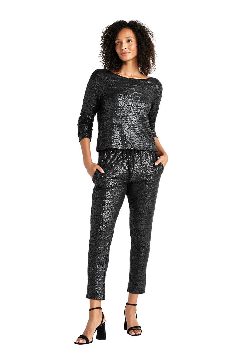 Tavi Sequin Long Sleeve Top, Alternate, color, BLACK