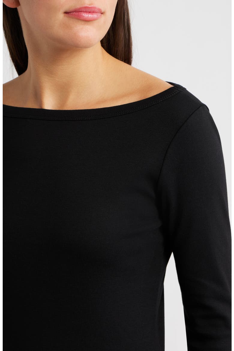 The '90s Compact Cotton Boatneck T-Shirt, Alternate, color, JET BLACK
