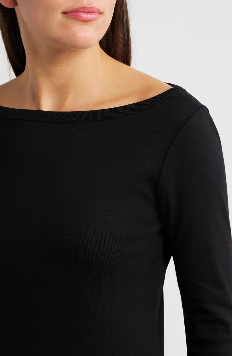 Madewell The '90s Compact Cotton Boatneck T-Shirt, Alternate, color, Jet Black