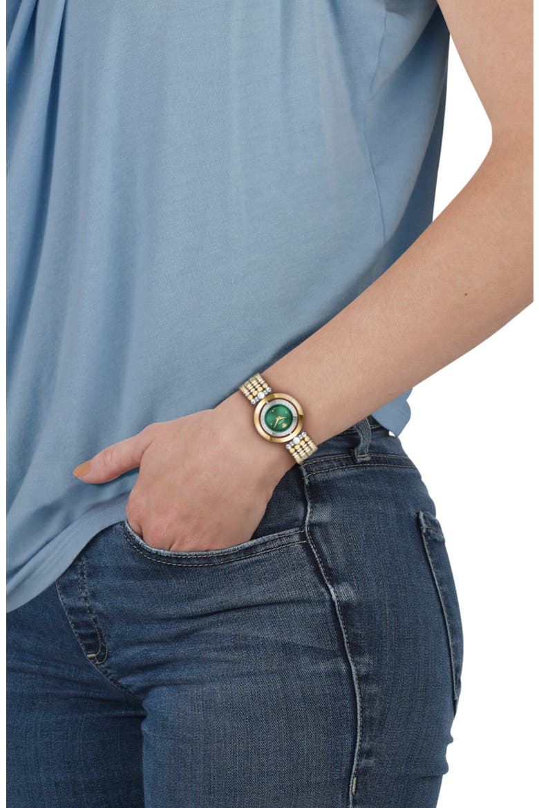 Eon Jewel Two Tone Bracelet Watch, Alternate, color, TWO TONE/ GREEN