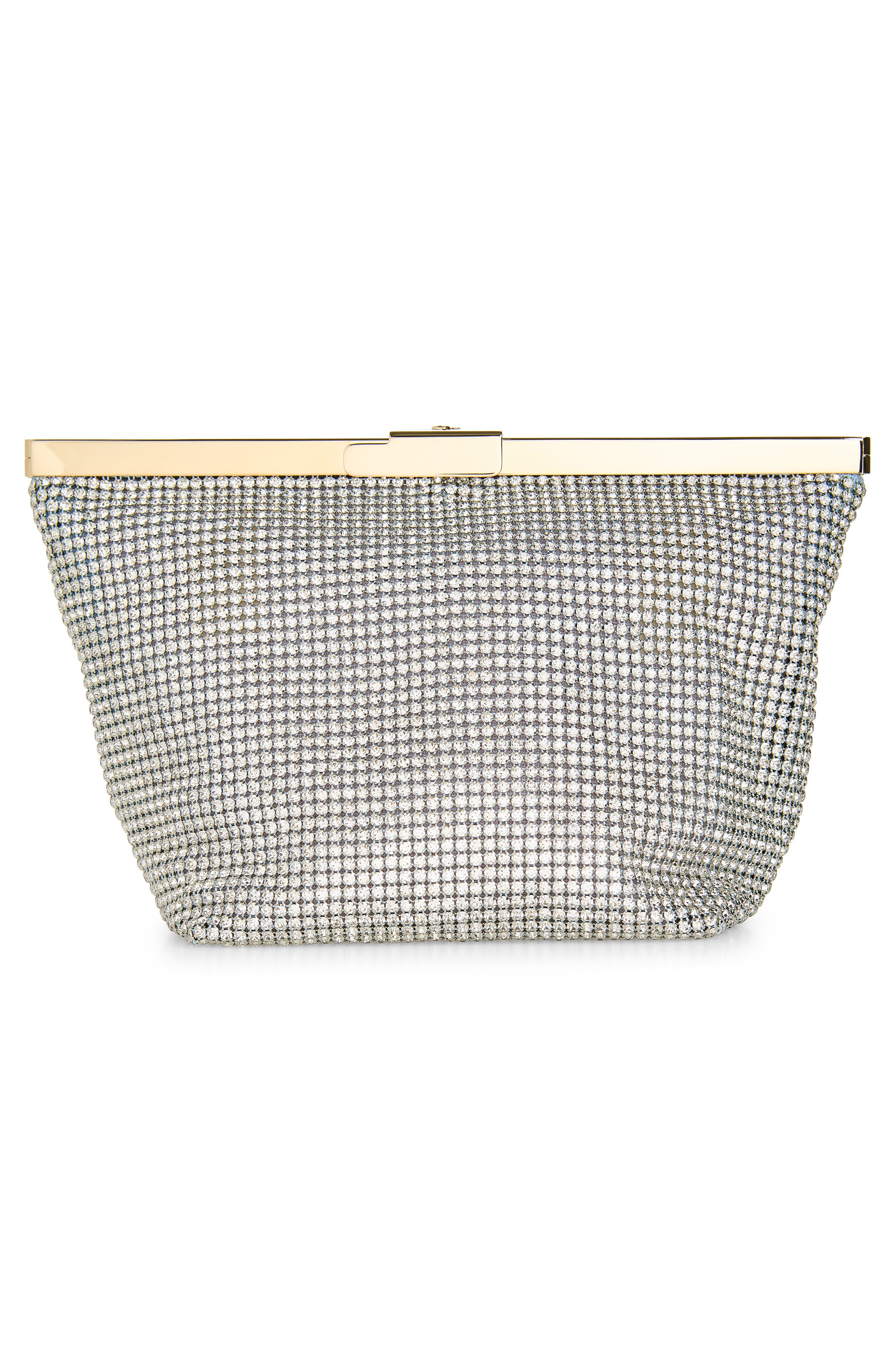 Ganache Crystal Mesh Clutch, Alternate, color, SILVER/ LIGHT GOLD