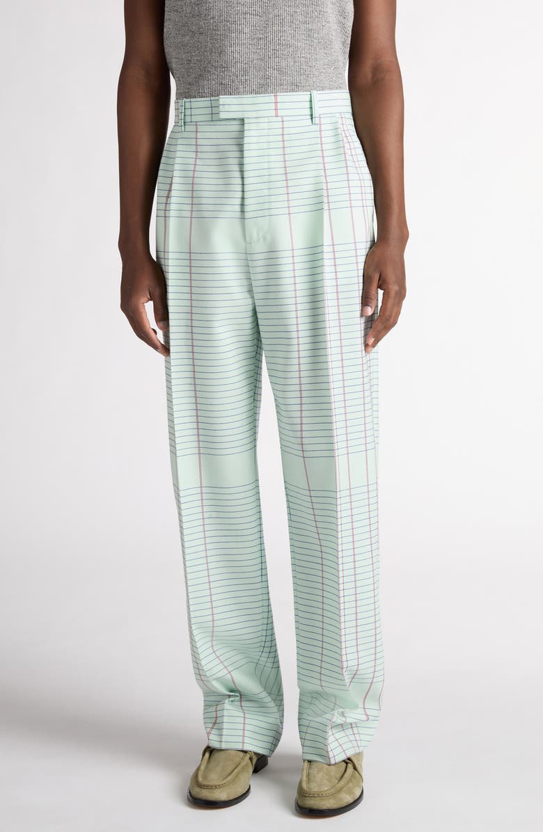 Bottega Veneta Notebook Wool Twill Trousers, Main, color, 3883 Dewdrop/ Pink/ Blue