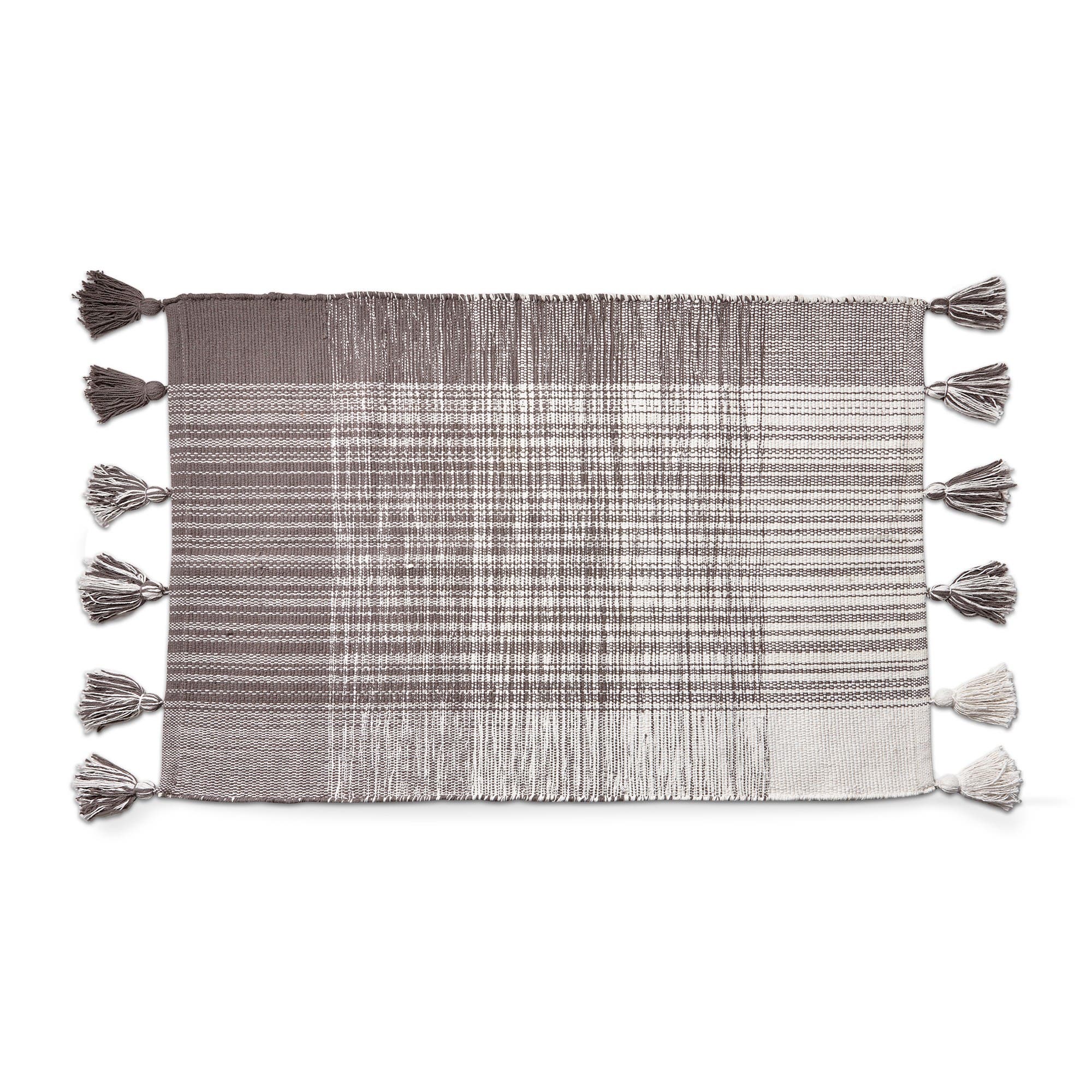 Tag Tassel Plaid Doormat Stylish Home Entryway Rug In Brown