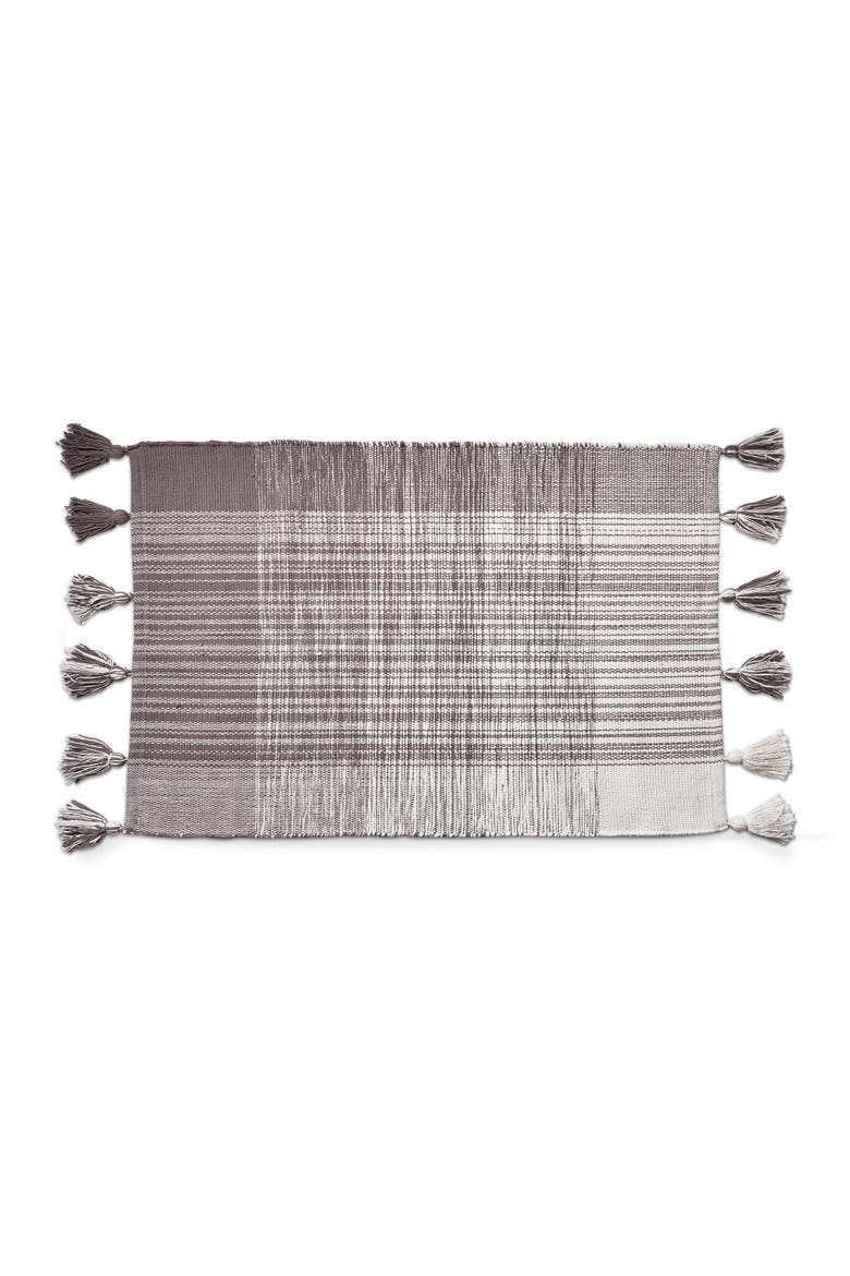 Tassel Plaid Doormat Stylish Home Entryway Rug, Main, color, Gray
