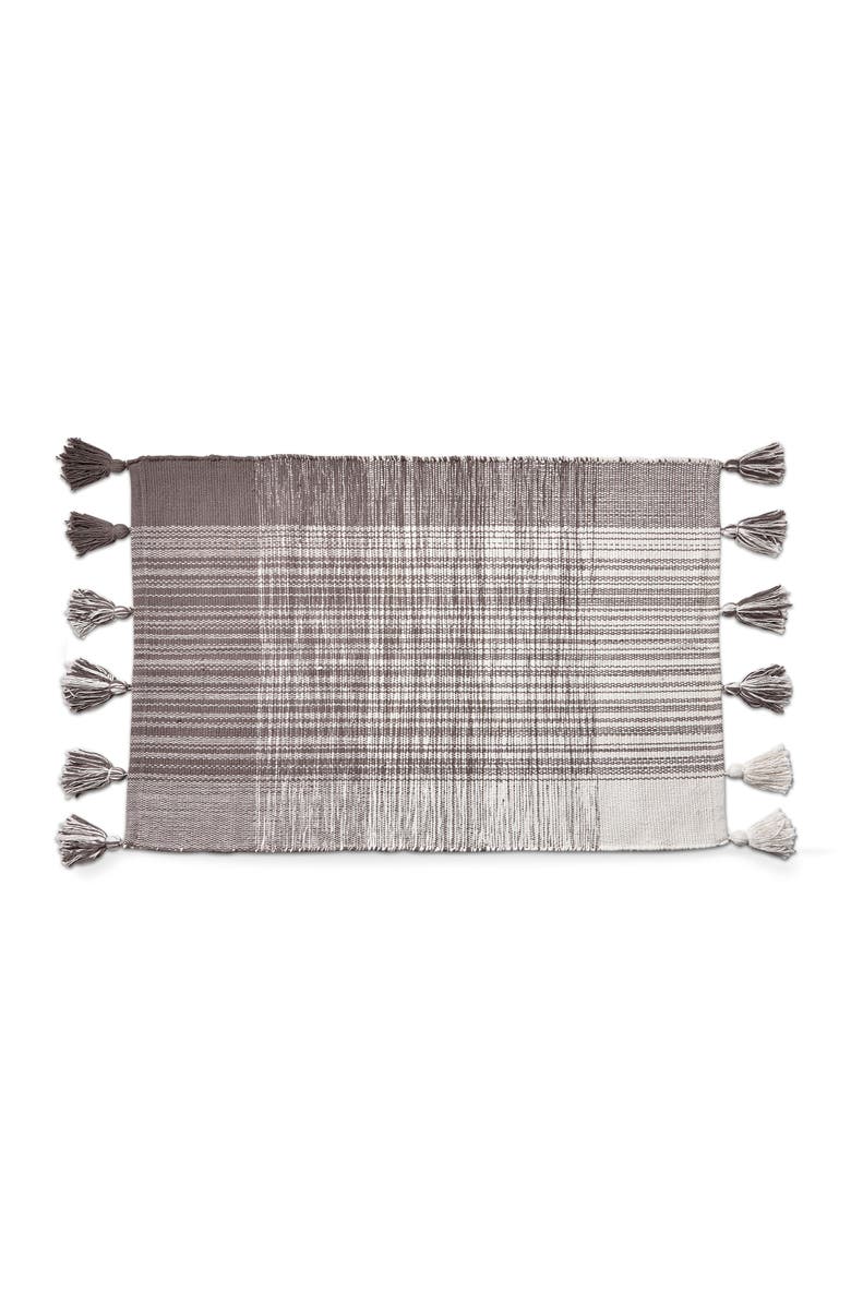 tag Tassel Plaid Doormat Stylish Home Entryway Rug, Main, color, Gray
