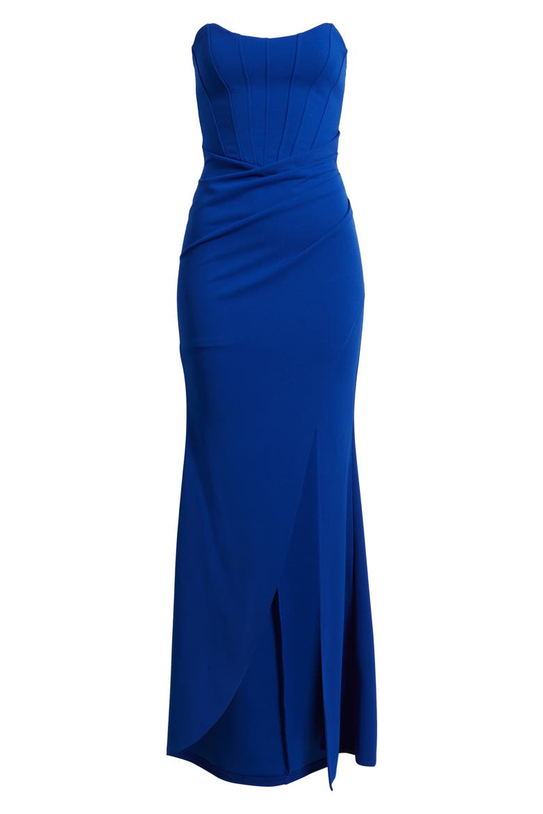 Strapless Cateye Corset Scuba Gown, Alternate, color, ROYAL