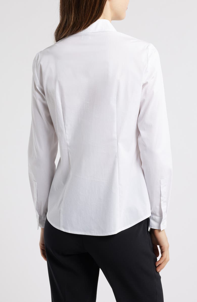 Anne Klein Cotton Blend Poplin Button-Up Shirt, Alternate, color, Bright White