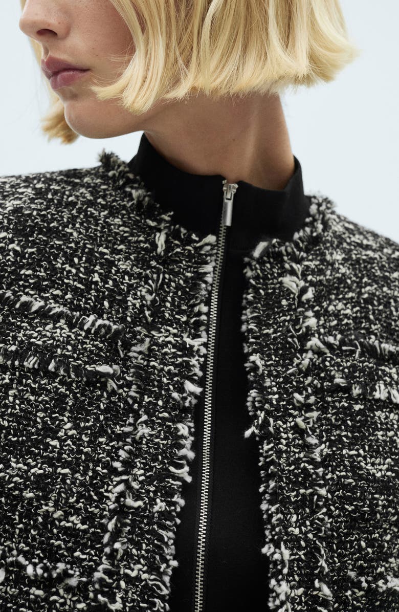 MANGO Fray Trim Tweed Jacket, Alternate, color,