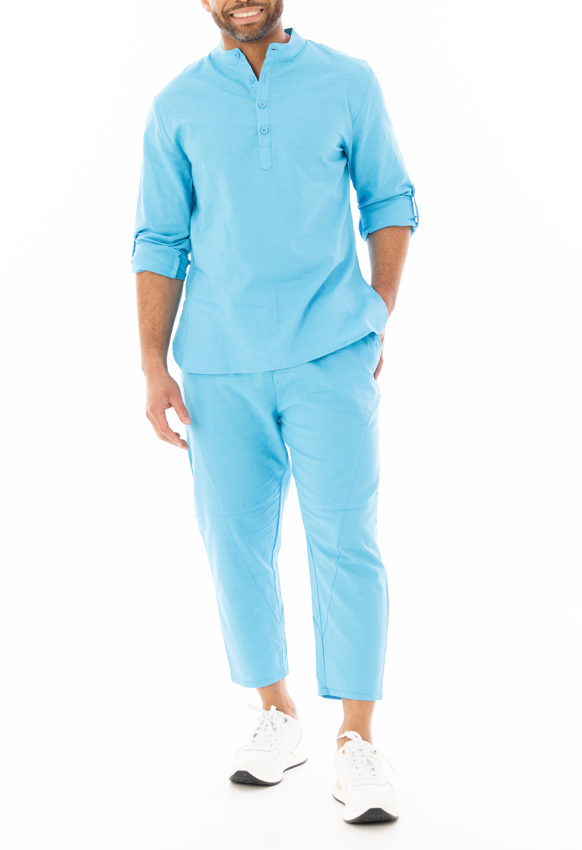 Men's Linen Nehru Collar Shirt - image 2