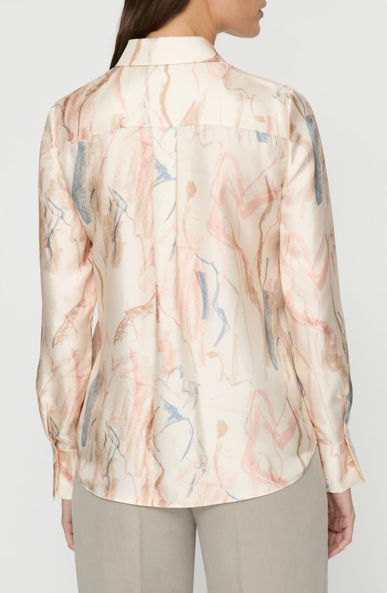 Lafayette 148 New York Scottie Painter's Palette Silk Twill Button-Up Shirt, Alternate, color, 