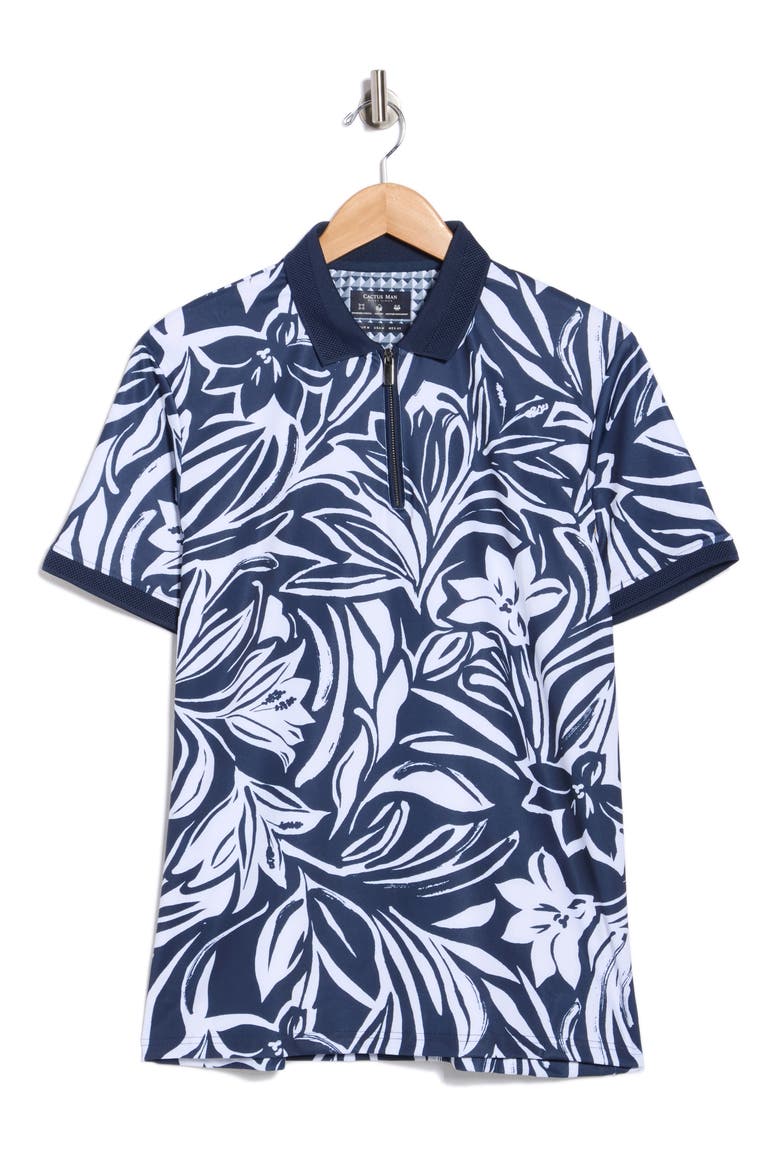 Cactus Floral Polo, Alternate, color, NAVY