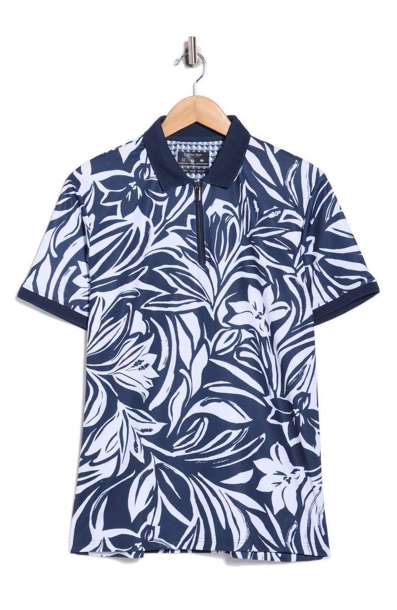 Cactus Man Cactus Floral Polo, Alternate, color, Navy