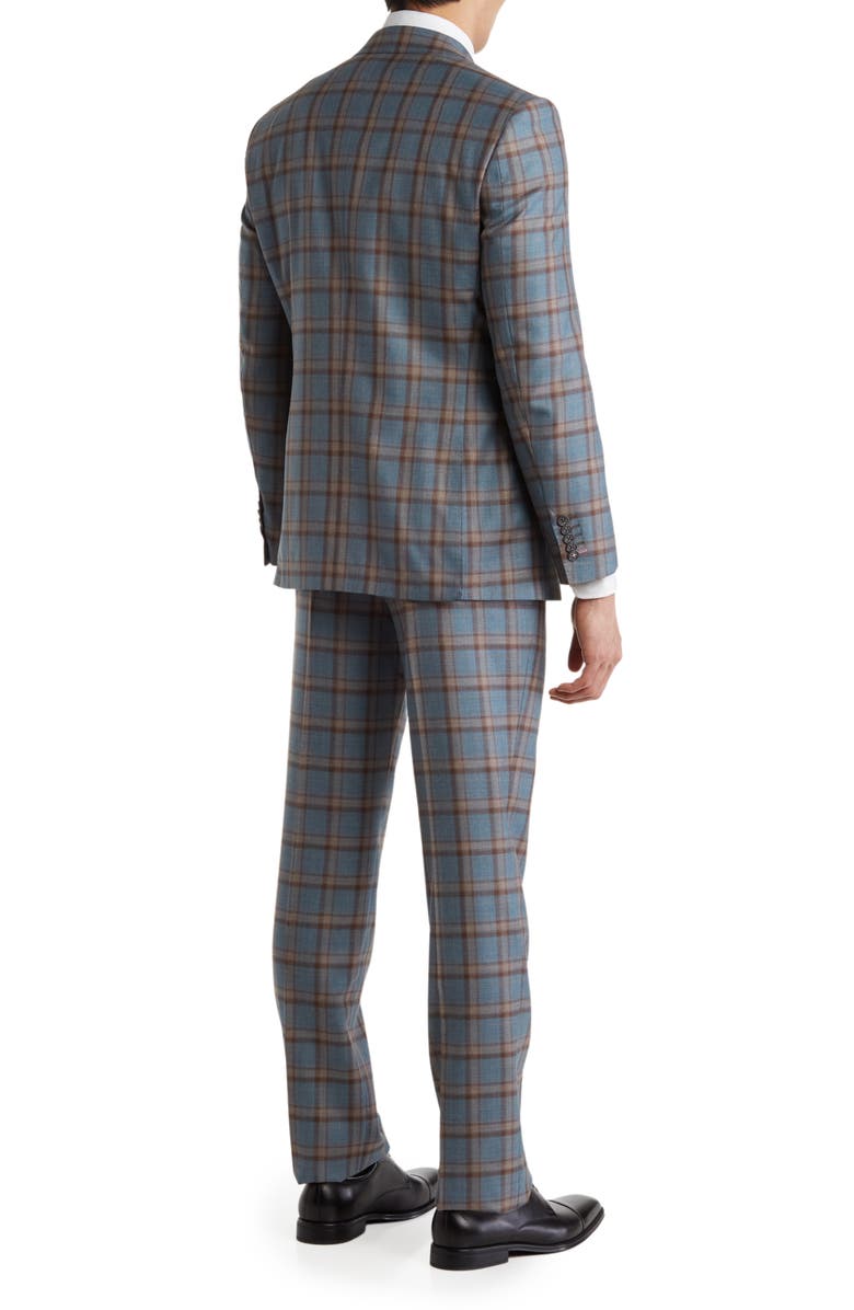 English Laundry Plaid Two Button Peak Lapel Wool Blend Trim Fit Suit, Alternate, color, 