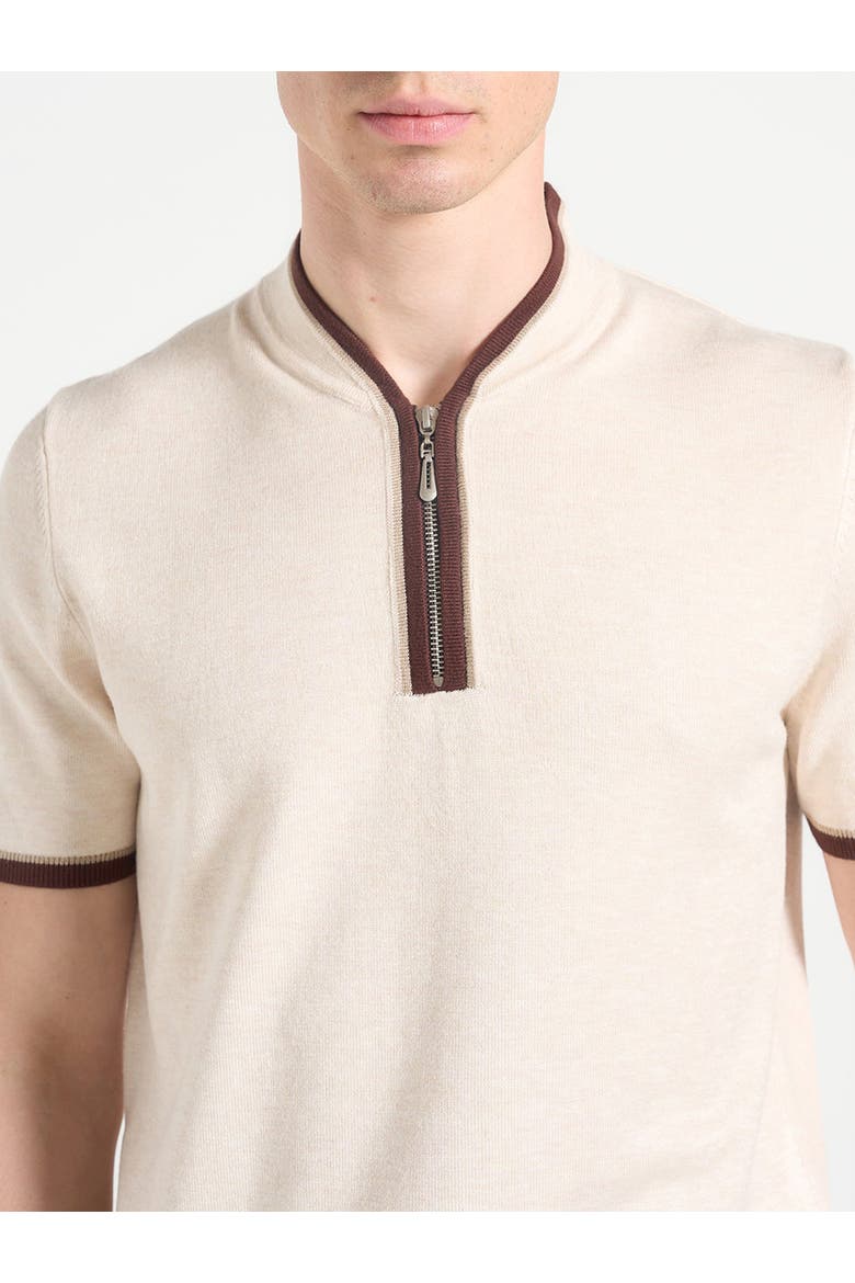 Clement Crew Neck Zip Polo Shirt, Alternate, color, Cream