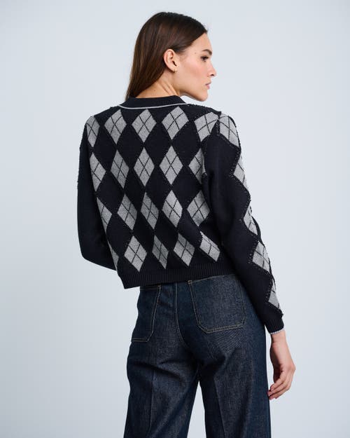 Lisa Todd Diamond Dip Argyle Cardigan In Black