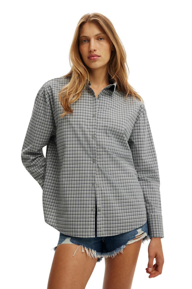 Women's Sloane Oversized Shirt, Main, color, Micro Check Pewter