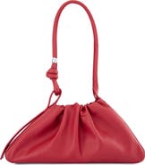 behno Tina Ruched Leather Baguette Shoulder Bag