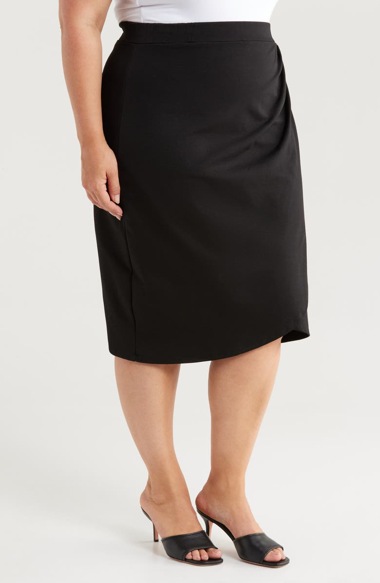 24seven Comfort Apparel Tulip Hem Wrap Skirt, Alternate, color, Black
