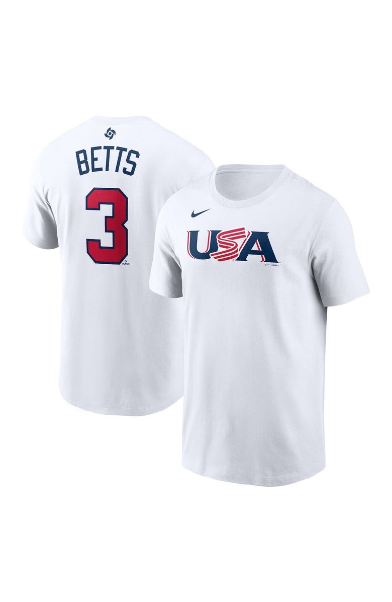 Nike Men's Nike Mookie Betts White USA Baseball 2023 World Baseball Classic Name & Number T-Shirt, Main, color, 