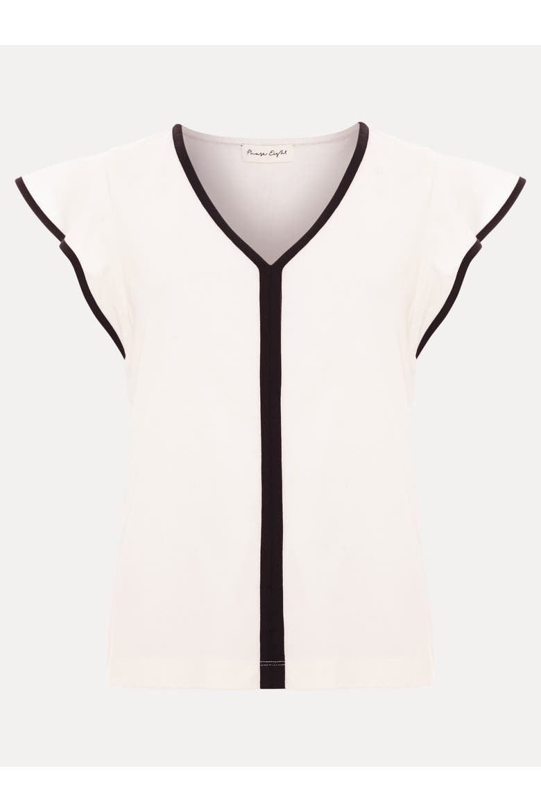 Fleur Ruffle Sleeve V-Neck Top, Alternate, color, Black/Ivory