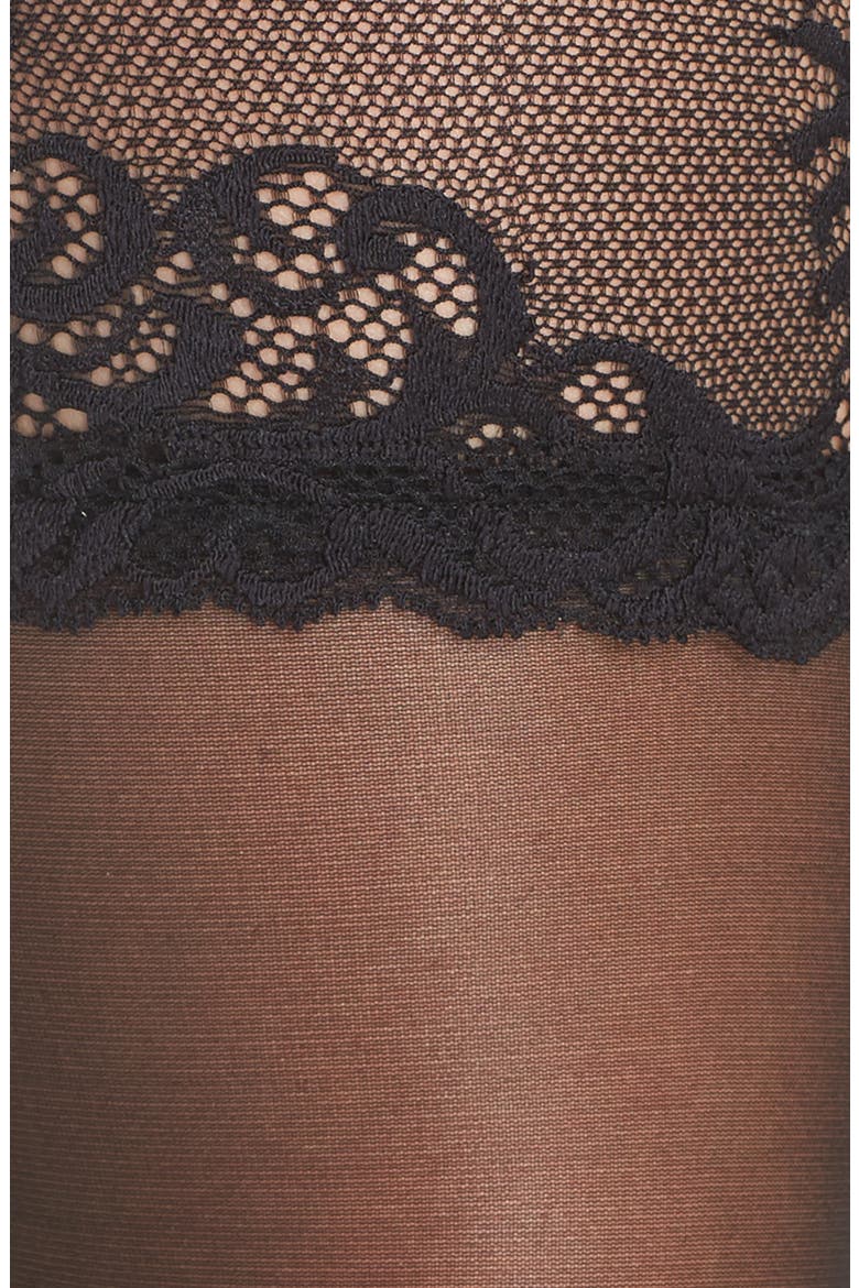 Feather Escape Stay-Up Stockings, Alternate, color, BLACK