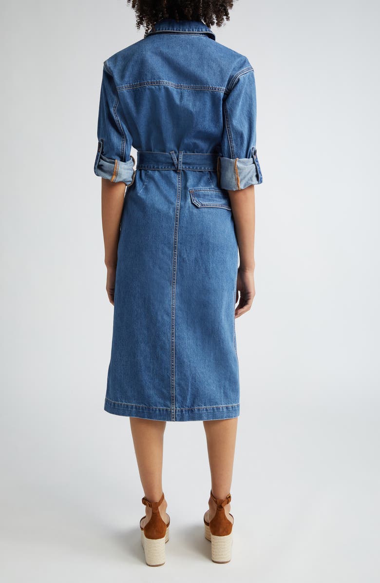 Veronica Beard Evelyn Belted Long Sleeve Denim Shirtdress, Alternate, color,