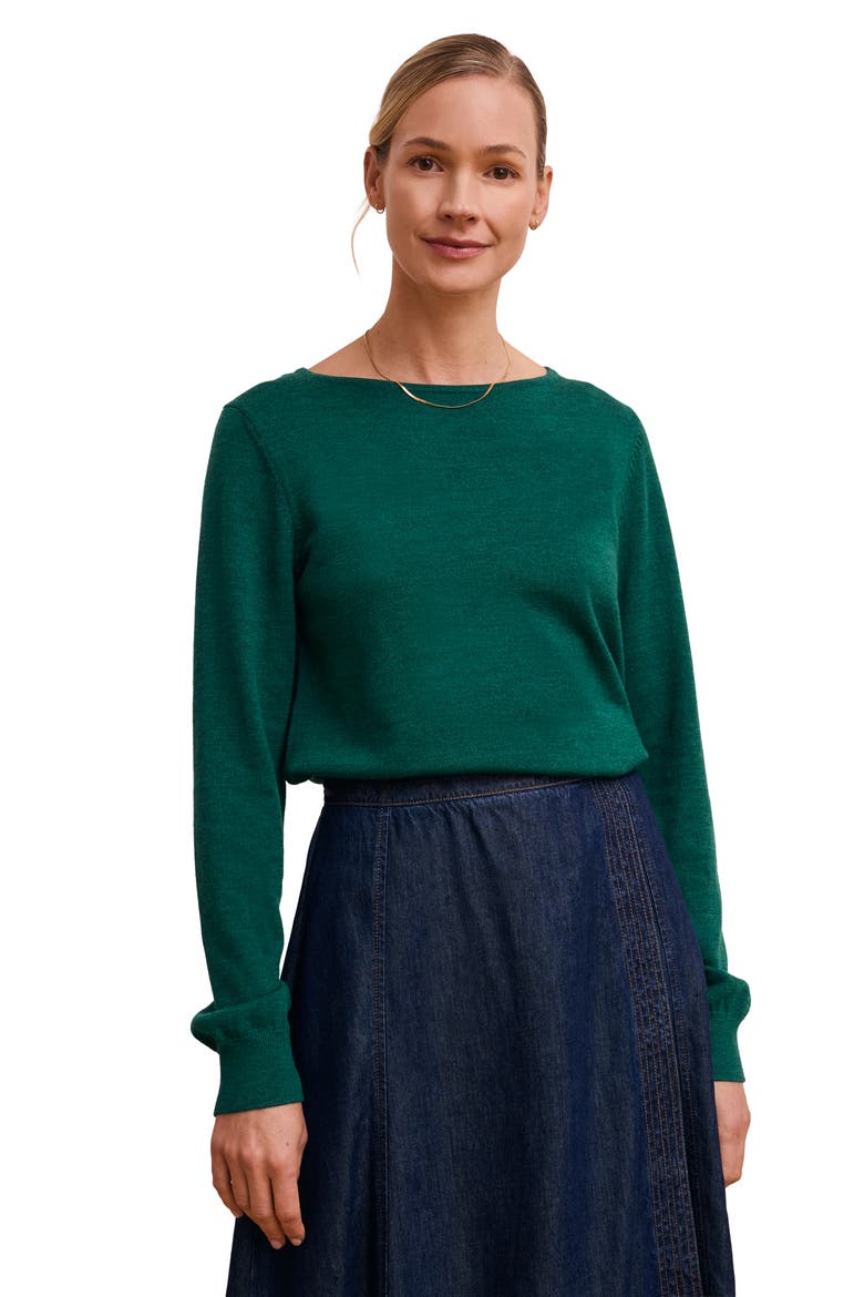 Merino Fine Knit Boat Neck Jumper, Alternate, color, Emerald