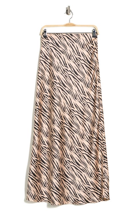 Zebra Print Satin Maxi Skirt