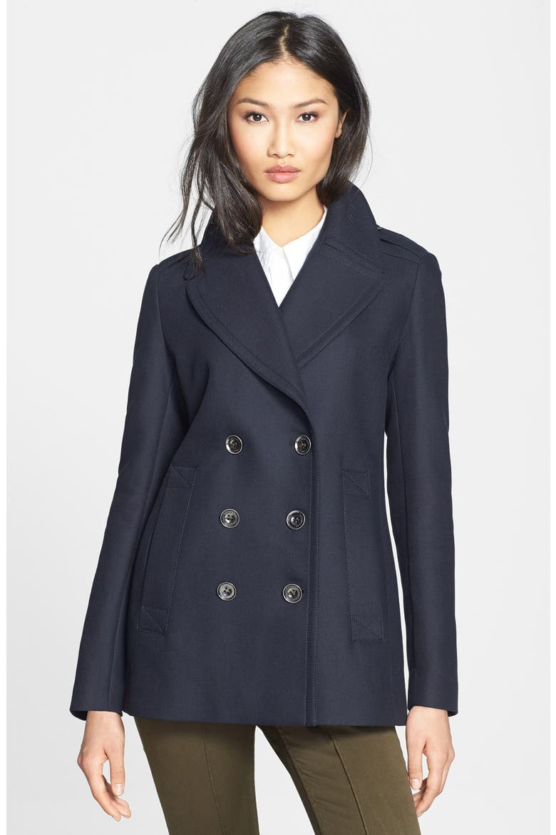 'Tumblebridge' Cotton Peacoat, Main, color, NAVY
