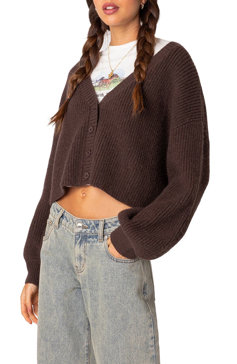 EDIKTED Sabrina Chunky Crop Cardigan, Alternate, color, 