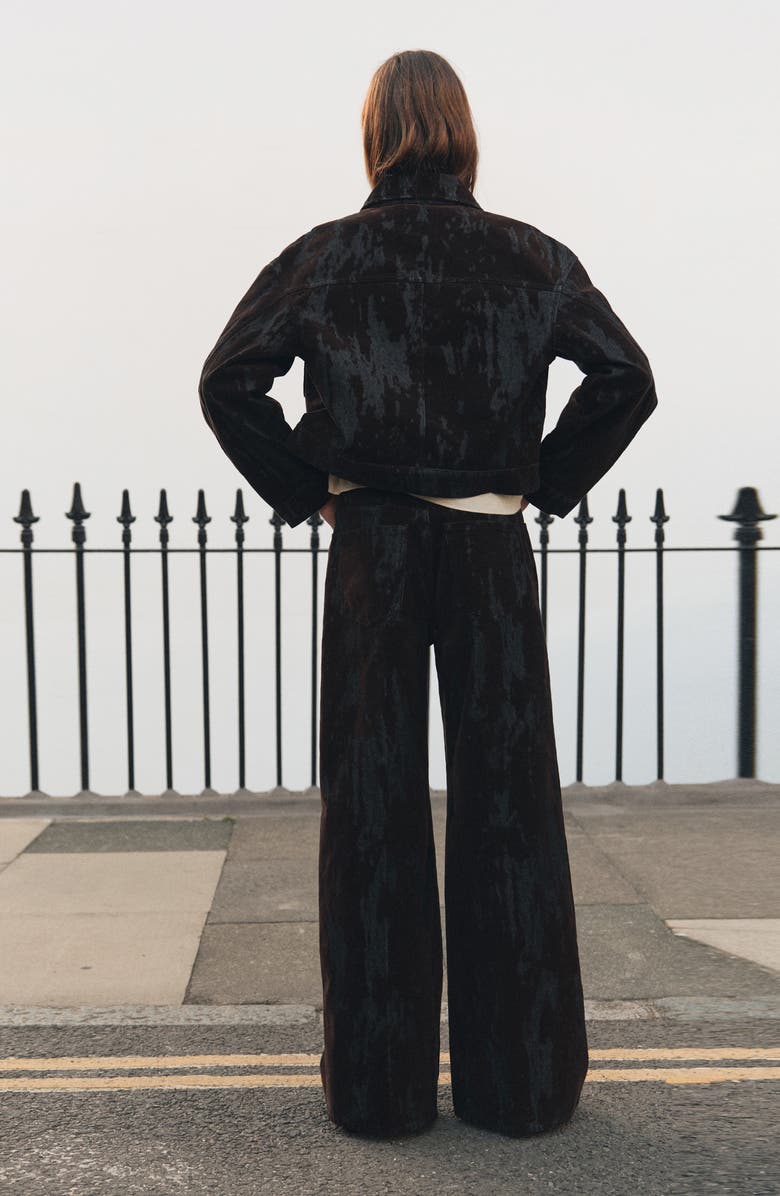 MANGO Devoré Wide Leg Jeans, Alternate, color, Chocolate