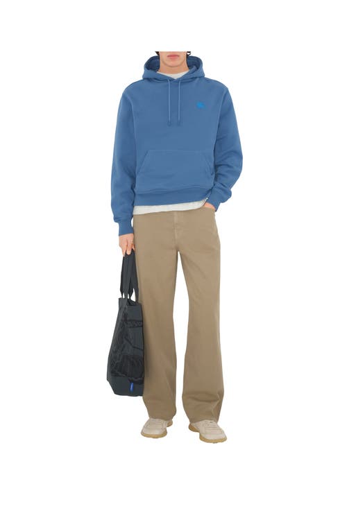 Burberry Ekd Badge Cotton Hoodie In Pool