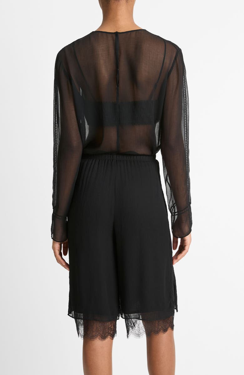 Vince Lace Trim Chiffon Shorts, Alternate, color, Black