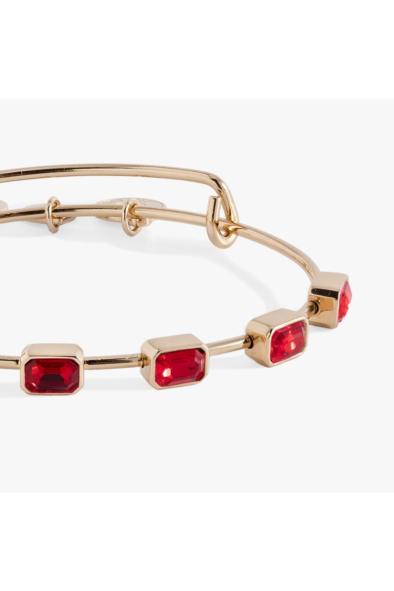 July Birthstone Emerald Cut Bangle, Alternate, color, Gold