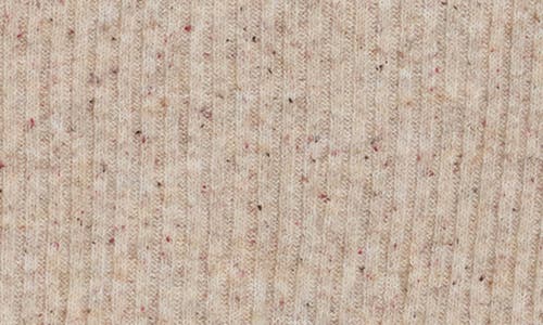 Bobeau Speckled Mock Neck Short Sleeve Sweater In Brown