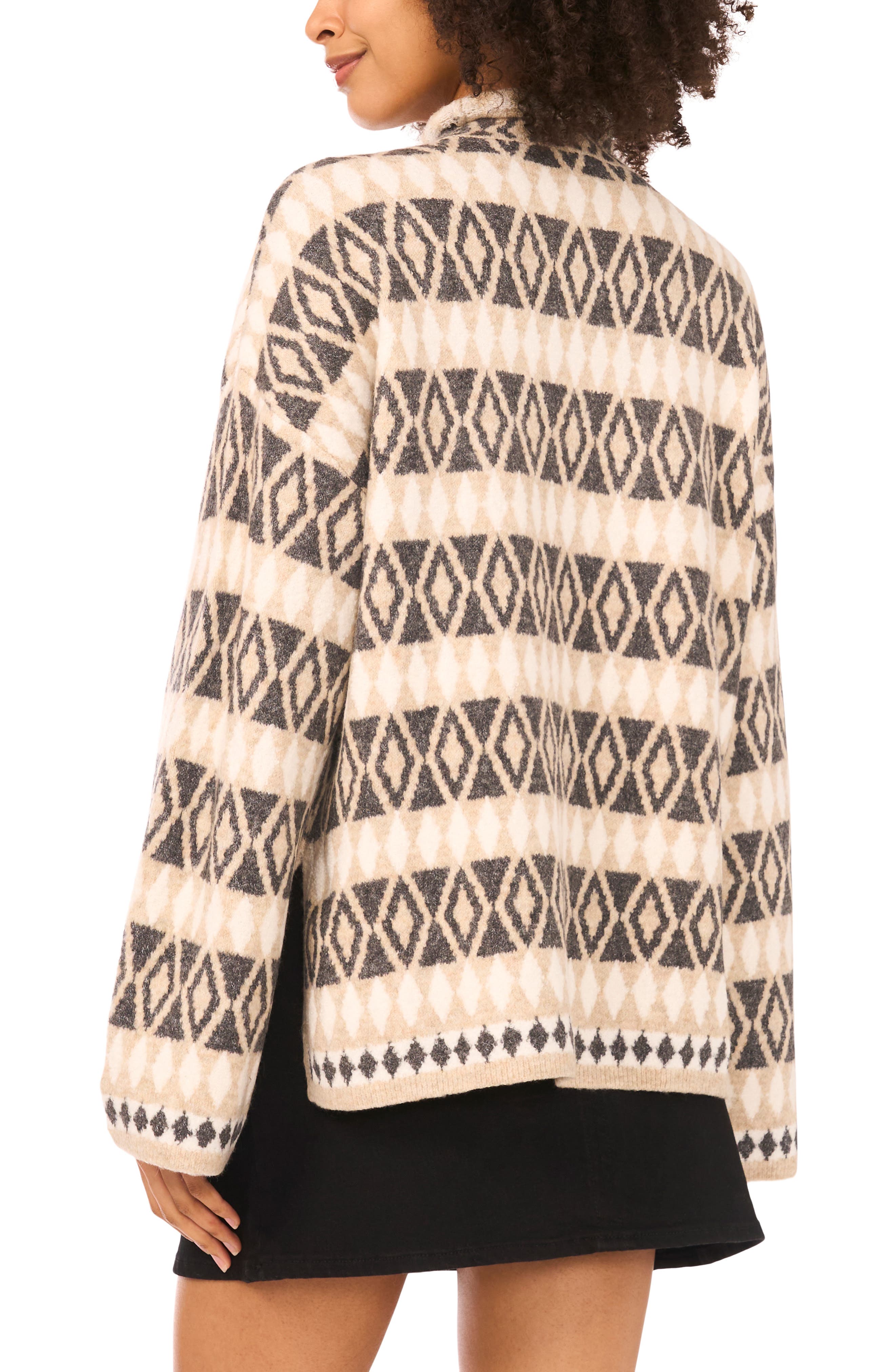 Diamond Pattern Mock Neck Sweater - image 2