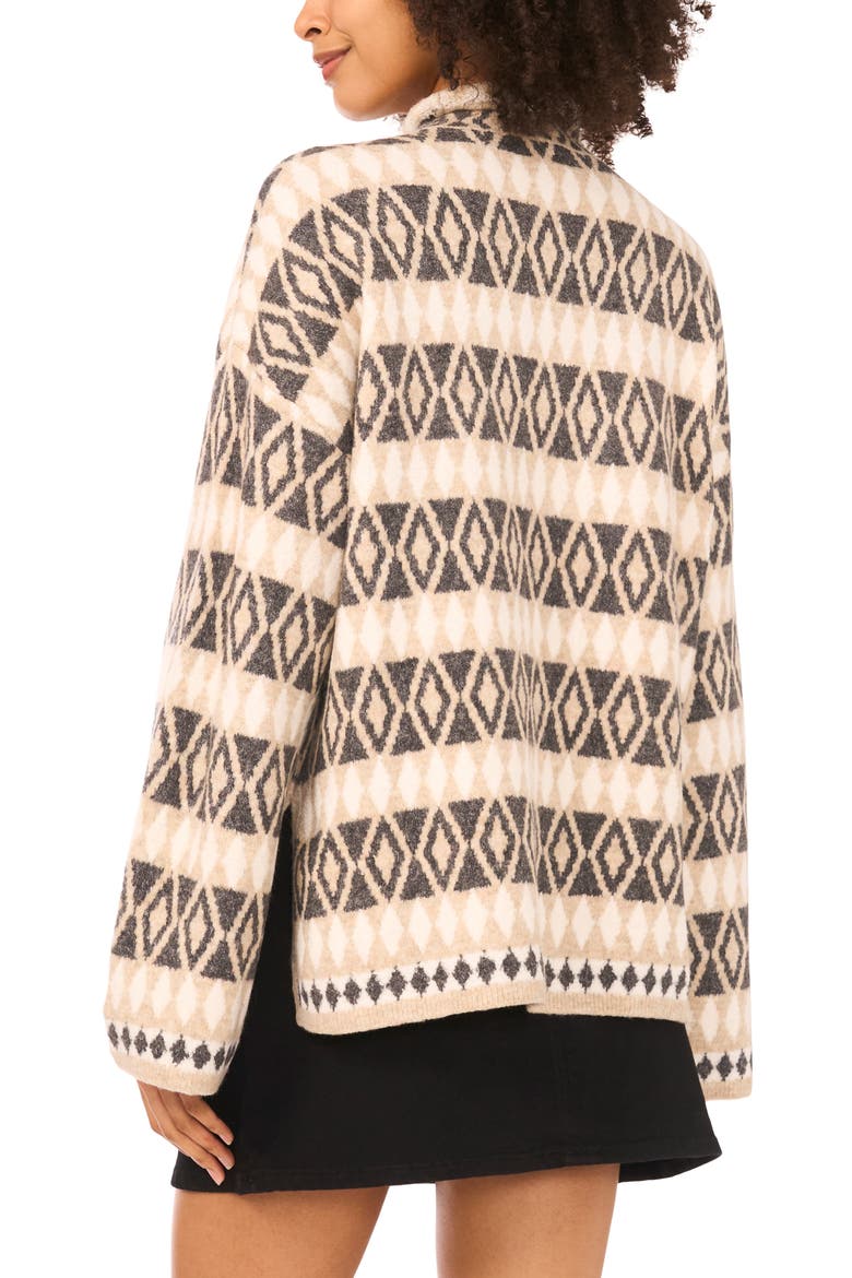 Diamond Pattern Mock Neck Sweater, Alternate, color, OATMEAL