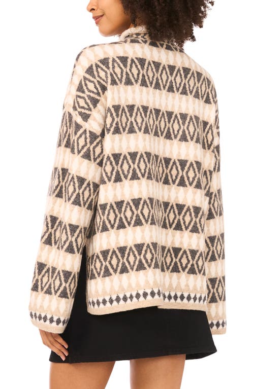 Vince Camuto Diamond Pattern Mock Neck Sweater In Brown