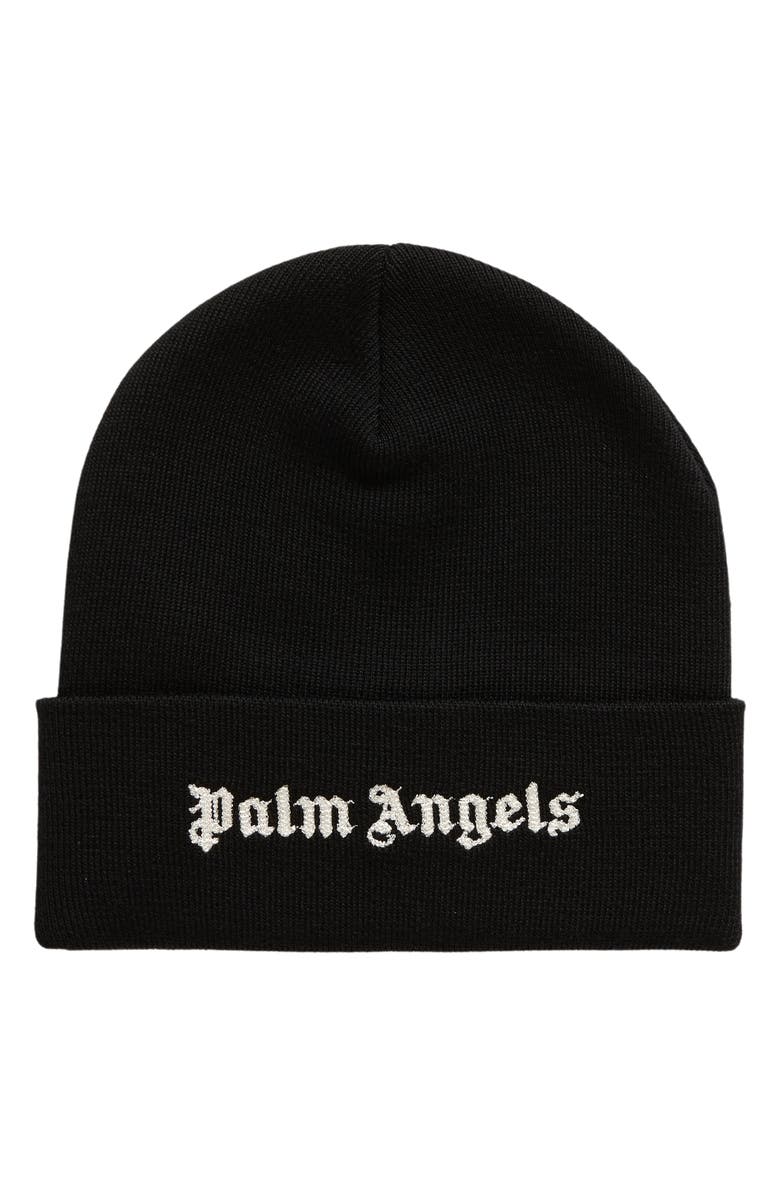 Palm Angels Embroidered Logo Beanie, Main, color, 