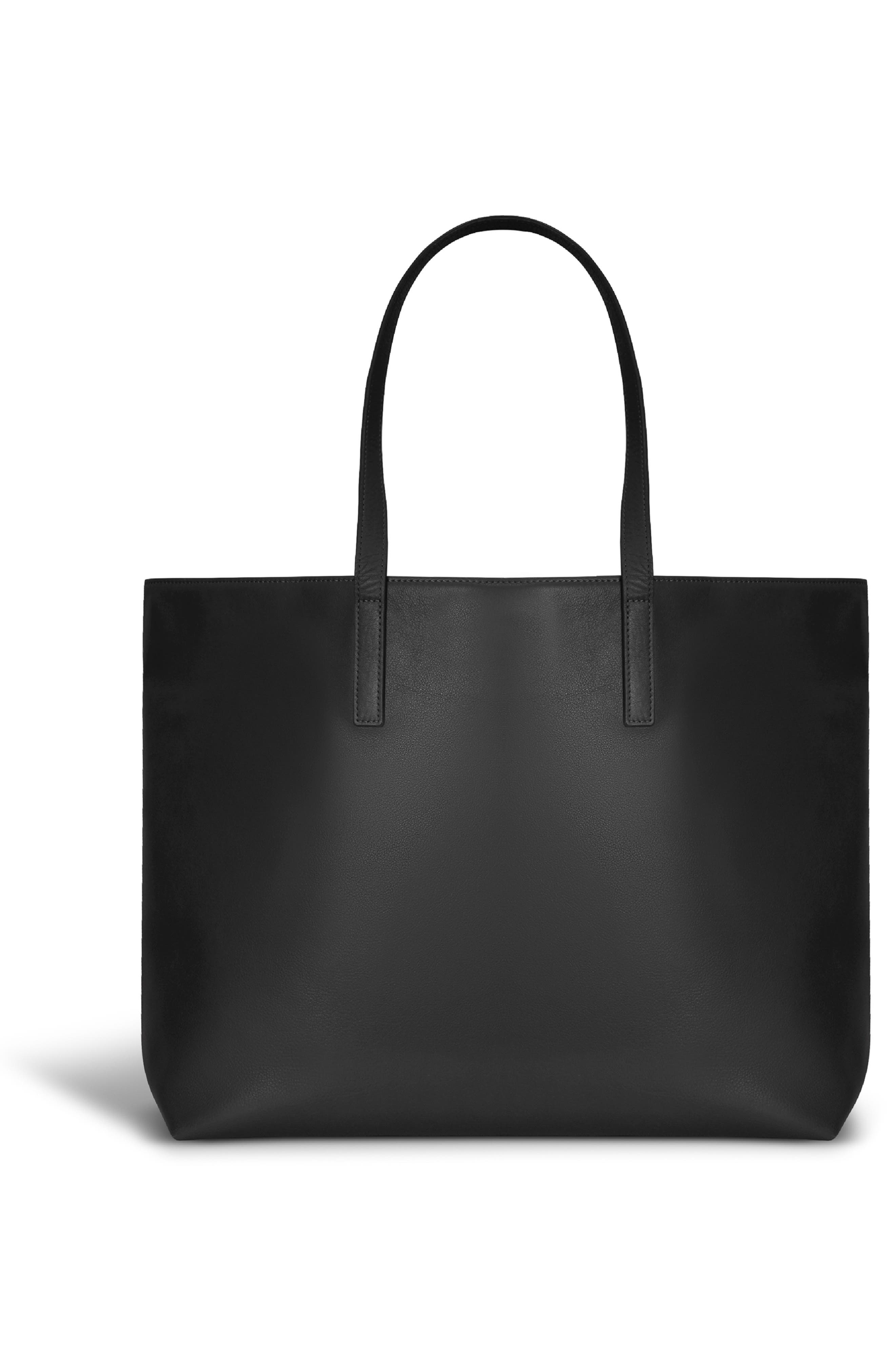 Onyx Leather Open Tote, Alternate, color, BLACK