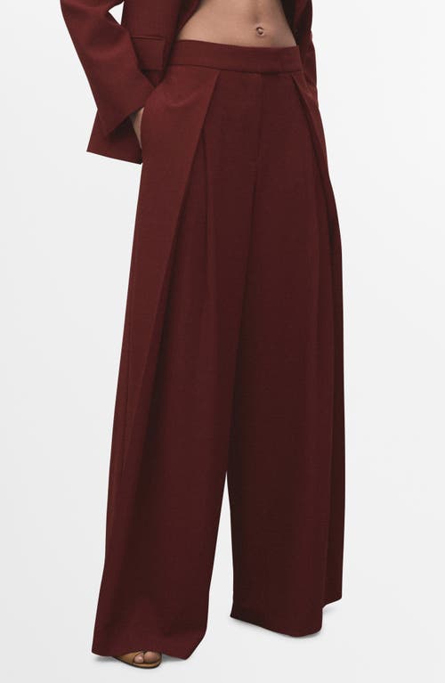 Mango Inverted Pleat Wide Leg Pants In Brown