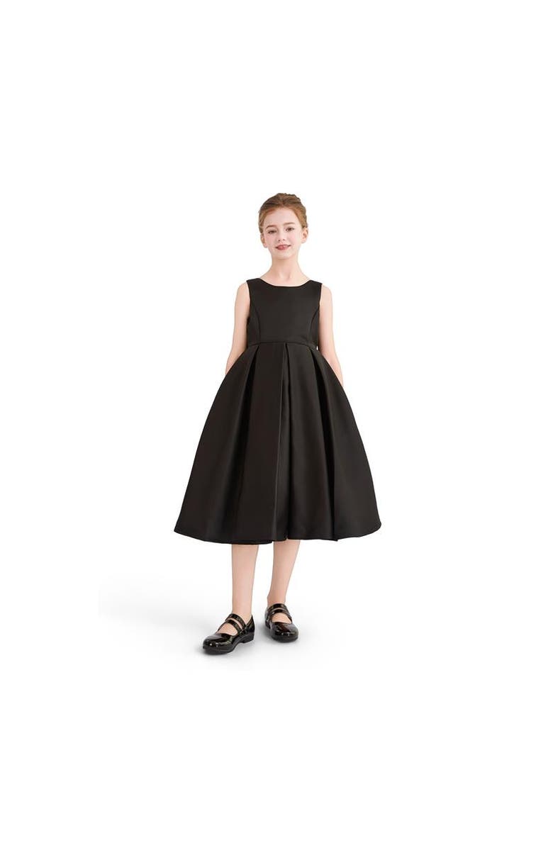 Tulleen Satin Bow-Back Dress, Main, color, Black